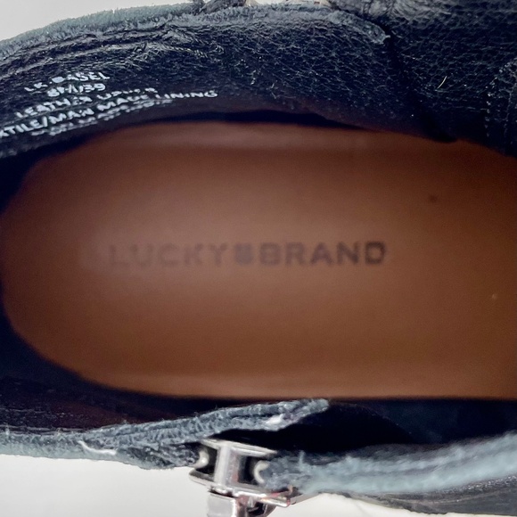 Lucky Brand Basel Black Leather Zip Side Ankle Boots Size 8M - Picture 9 of 15